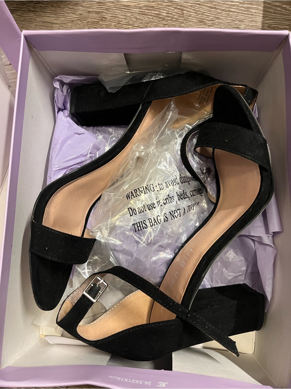 Madden Girl Black Block Heel Ankle Strap Sandals
